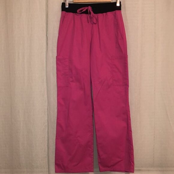 Scrubstar XS Pink with Black Details Scrub Uniform Pants - Picture 1 of 12